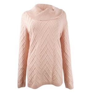 Calvin Klein Women's Chevron-Stitch Cowlneck Blush Pink Sweater Size XL NWT